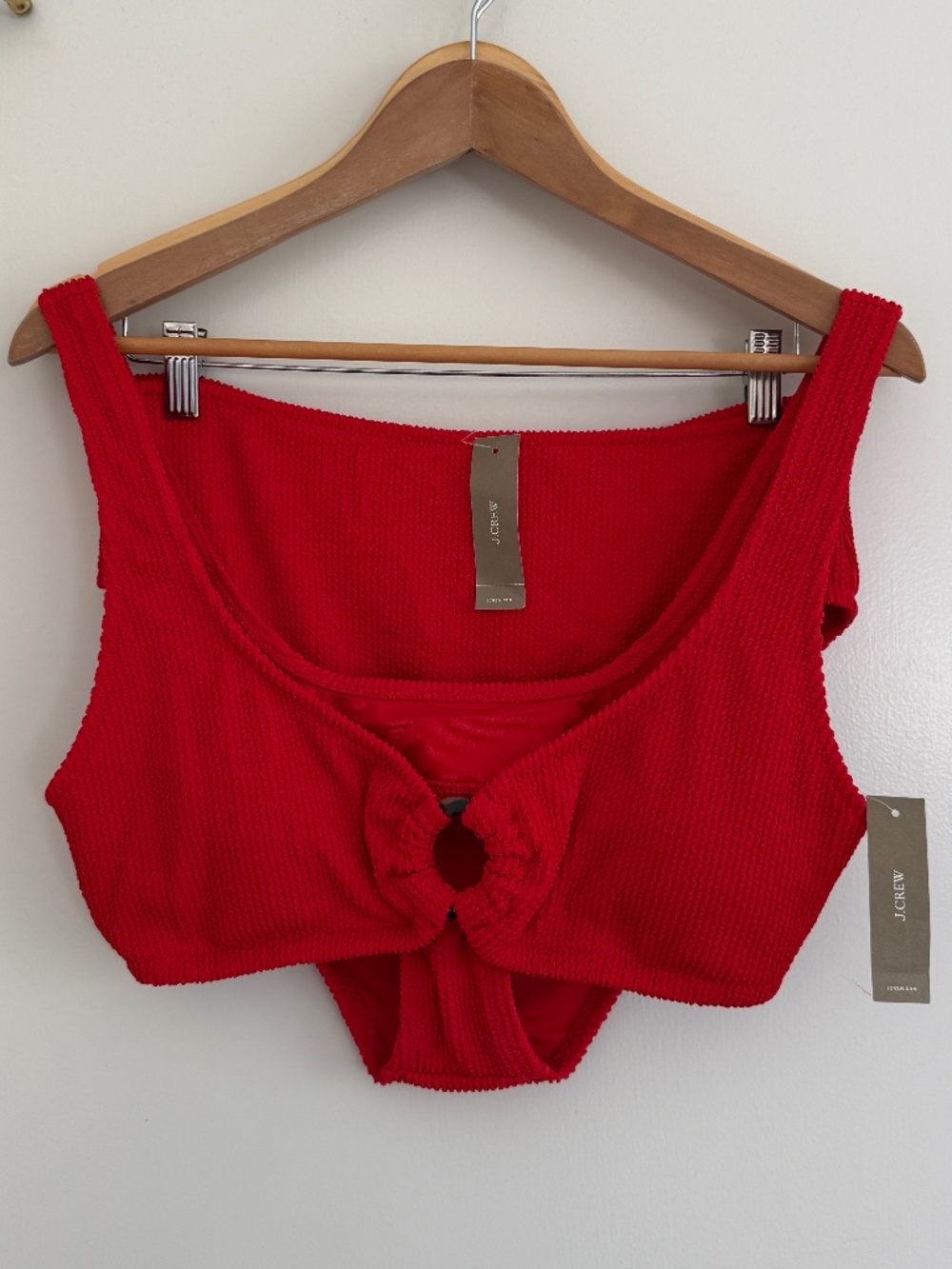 J.Crew Hallie Scrunchie Red Bikini Top and Bottom Brand NWT Size L - Picture 2 of 8